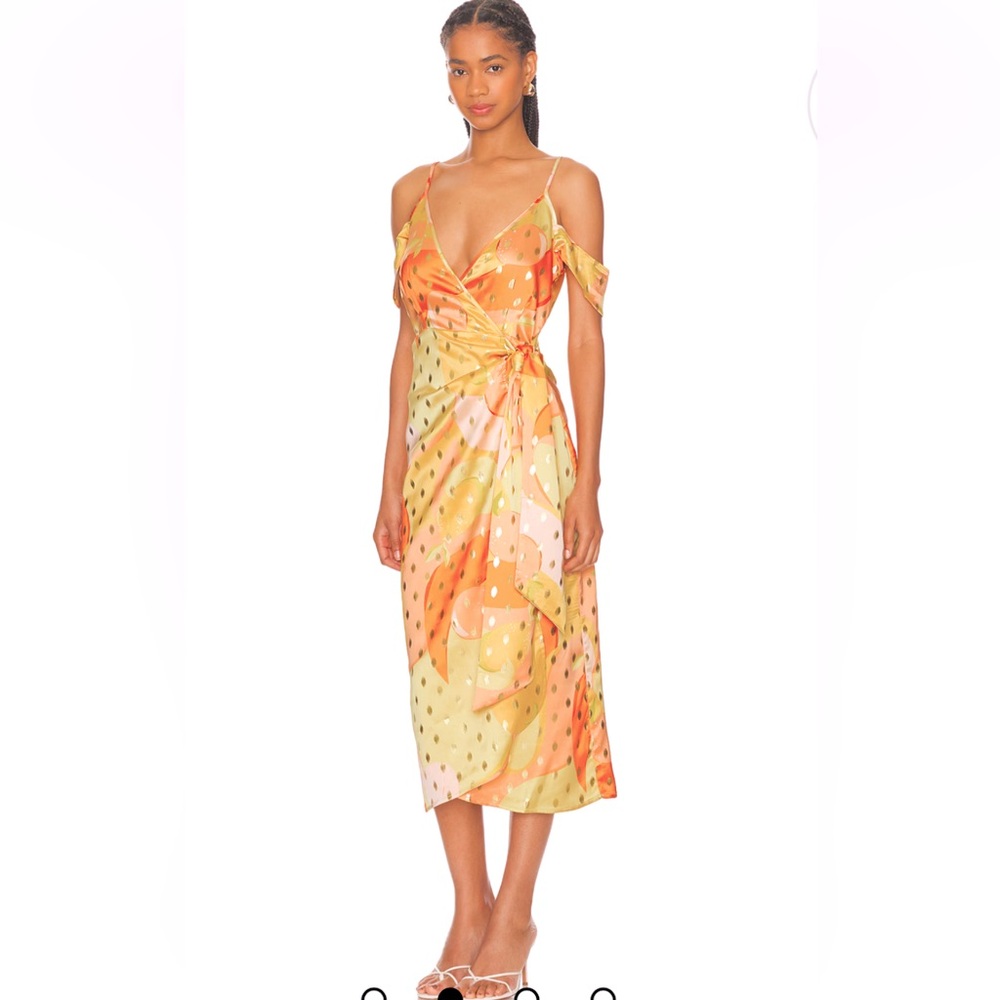 NWT Never Fully Dressed Vienna Orangesickle Satin Wrap Dress sz 8